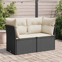 Thumbnail for Gartensofa mit Kissen 2-Sitzer Schwarz Poly Rattan