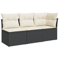 Thumbnail for Gartensofa mit Kissen 3-Sitzer Schwarz Poly Rattan