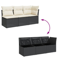 Thumbnail for Gartensofa mit Kissen 3-Sitzer Schwarz Poly Rattan