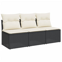 Thumbnail for Gartensofa mit Kissen 3-Sitzer Schwarz Poly Rattan