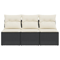 Thumbnail for Gartensofa mit Kissen 3-Sitzer Schwarz Poly Rattan
