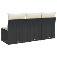Thumbnail for Gartensofa mit Kissen 3-Sitzer Schwarz Poly Rattan