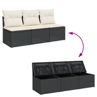 Thumbnail for Gartensofa mit Kissen 3-Sitzer Schwarz Poly Rattan