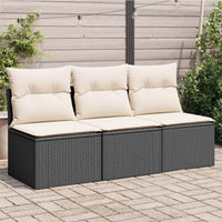 Thumbnail for Gartensofa mit Kissen 3-Sitzer Schwarz Poly Rattan