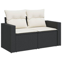 Thumbnail for Gartensofa mit Kissen 2-Sitzer Schwarz Poly Rattan