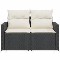 Thumbnail for Gartensofa mit Kissen 2-Sitzer Schwarz Poly Rattan