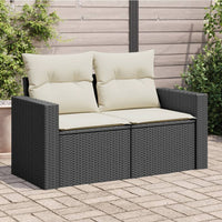 Thumbnail for Gartensofa mit Kissen 2-Sitzer Schwarz Poly Rattan
