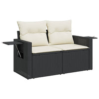 Thumbnail for Gartensofa mit Kissen 2-Sitzer Schwarz Poly Rattan