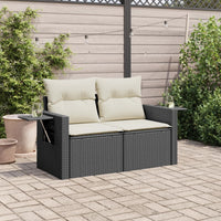 Thumbnail for Gartensofa mit Kissen 2-Sitzer Schwarz Poly Rattan
