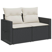 Thumbnail for Gartensofa mit Kissen 2-Sitzer Schwarz Poly Rattan