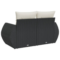 Thumbnail for Gartensofa mit Kissen 2-Sitzer Schwarz Poly Rattan