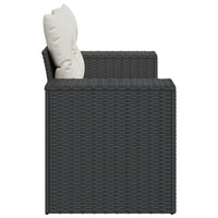 Thumbnail for Gartensofa mit Kissen 2-Sitzer Schwarz Poly Rattan