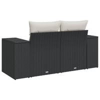 Thumbnail for Gartensofa mit Kissen 2-Sitzer Schwarz Poly Rattan