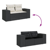 Thumbnail for Gartensofa mit Kissen 2-Sitzer Schwarz Poly Rattan