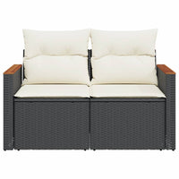 Thumbnail for Gartensofa mit Kissen 2-Sitzer Schwarz Poly Rattan