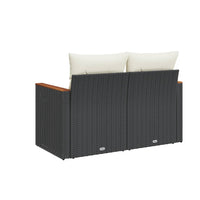 Thumbnail for Gartensofa mit Kissen 2-Sitzer Schwarz Poly Rattan