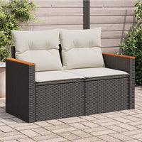 Thumbnail for Gartensofa mit Kissen 2-Sitzer Schwarz Poly Rattan
