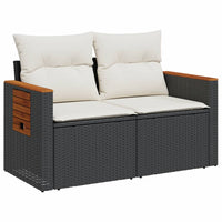 Thumbnail for Gartensofa mit Kissen 2-Sitzer Schwarz Poly Rattan