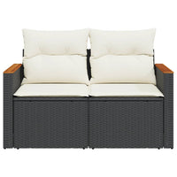 Thumbnail for Gartensofa mit Kissen 2-Sitzer Schwarz Poly Rattan