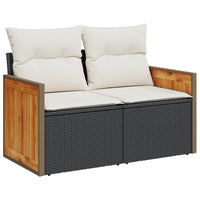Thumbnail for Gartensofa mit Kissen 2-Sitzer Schwarz Poly Rattan