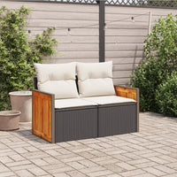 Thumbnail for Gartensofa mit Kissen 2-Sitzer Schwarz Poly Rattan