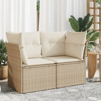 Thumbnail for Gartensofa mit Kissen 2-Sitzer Beige Poly Rattan