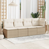 Thumbnail for Gartensofa mit Kissen 4-Sitzer Beige Poly Rattan