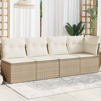 Thumbnail for Gartensofa mit Kissen 4-Sitzer Beige Poly Rattan