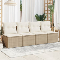 Thumbnail for Gartensofa mit Kissen 4-Sitzer Beige Poly Rattan