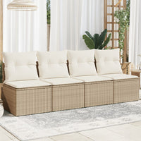 Thumbnail for Gartensofa mit Kissen 4-Sitzer Beige Poly Rattan