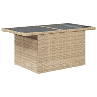 Thumbnail for Gartentisch mit Glasplatte Beige 100x55x73 cm Poly Rattan