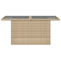 Thumbnail for Gartentisch mit Glasplatte Beige 100x55x73 cm Poly Rattan