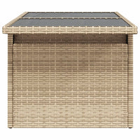 Thumbnail for Gartentisch mit Glasplatte Beige 100x55x73 cm Poly Rattan