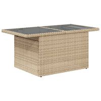 Thumbnail for Gartentisch mit Glasplatte Beige 100x55x73 cm Poly Rattan