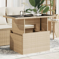 Thumbnail for Gartentisch mit Glasplatte Beige 100x55x73 cm Poly Rattan
