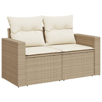 Thumbnail for Gartensofa mit Kissen 2-Sitzer Beige Poly Rattan