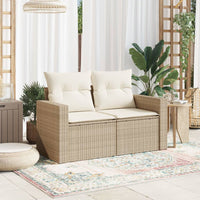 Thumbnail for Gartensofa mit Kissen 2-Sitzer Beige Poly Rattan