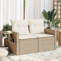 Thumbnail for Gartensofa mit Kissen 2-Sitzer Beige Poly Rattan