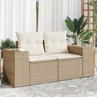 Thumbnail for Gartensofa mit Kissen 2-Sitzer Beige Poly Rattan