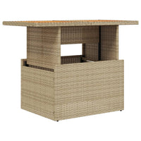 Thumbnail for Gartentisch Beige 100x55x73 cm Poly Rattan und Akazienholz