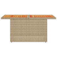 Thumbnail for Gartentisch Beige 100x55x73 cm Poly Rattan und Akazienholz