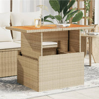 Thumbnail for Gartentisch Beige 100x55x73 cm Poly Rattan und Akazienholz