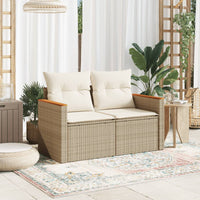 Thumbnail for Gartensofa mit Kissen 2-Sitzer Beige Poly Rattan