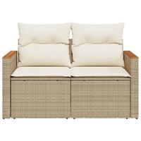 Thumbnail for Gartensofa mit Kissen 2-Sitzer Beige Poly Rattan