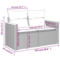 Thumbnail for Gartensofa mit Kissen 2-Sitzer Beige Poly Rattan