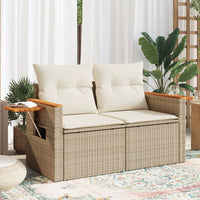 Thumbnail for Gartensofa mit Kissen 2-Sitzer Beige Poly Rattan