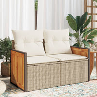 Thumbnail for Gartensofa mit Kissen 2-Sitzer Beige Poly Rattan