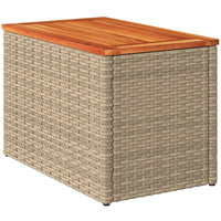 Thumbnail for Garten-Beistelltische 2 Stk. Beige 55x34x37 cm Poly Rattan Holz