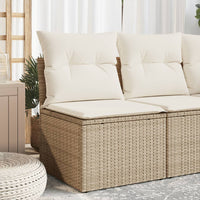 Thumbnail for Gartensessel ohne Armlehnen mit Kissen Beige Poly Rattan