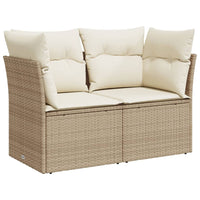 Thumbnail for Gartensofa mit Kissen 2-Sitzer Beige Poly Rattan